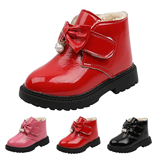 FGUUTYM Stiefel mit Klettverschluss Winterstiefel Warme Fleece Stiefel Kinder Stiefelette Mädchen Boots Prinzessinnenstiefel Mädchen Baumwolle Schneestiefel Kinder StiefelMädchen Bowknot Prinzessin von FGUUTYM