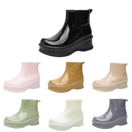 FGUUTYM Stiefeletten Damen Gummistiefel Knöchelhoch Regenschuhe Wasserdicht Rutschfeste Bequeme Regenschuhe Dicker Sohle Dämpfung Trendy Regenstiefel Anti-Rutsch Kurzschaft Stiefel Gartenschuhe von FGUUTYM
