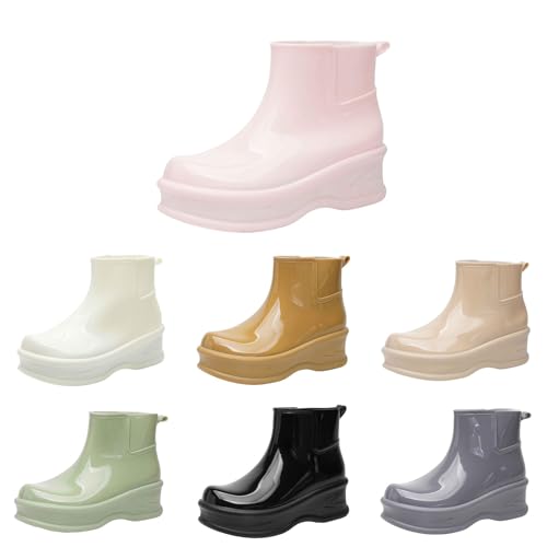 FGUUTYM Stiefeletten Damen Gummistiefel Knöchelhoch Regenschuhe Wasserdicht Rutschfeste Bequeme Regenschuhe Dicker Sohle Dämpfung Trendy Regenstiefel Anti-Rutsch Kurzschaft Stiefel Gartenschuhe von FGUUTYM