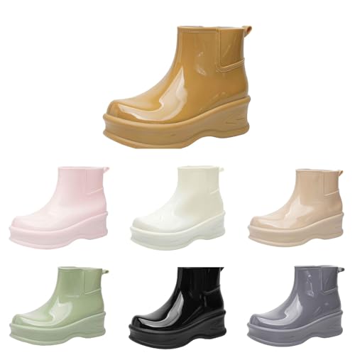 FGUUTYM Stiefeletten Damen Gummistiefel Knöchelhoch Regenschuhe Wasserdicht Rutschfeste Bequeme Regenschuhe Dicker Sohle Dämpfung Trendy Regenstiefel Anti-Rutsch Kurzschaft Stiefel Gartenschuhe von FGUUTYM