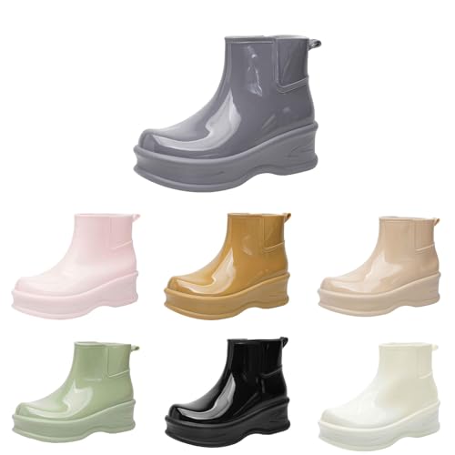 FGUUTYM Stiefeletten Damen Gummistiefel Knöchelhoch Regenschuhe Wasserdicht Rutschfeste Bequeme Regenschuhe Dicker Sohle Dämpfung Trendy Regenstiefel Anti-Rutsch Kurzschaft Stiefel Gartenschuhe von FGUUTYM