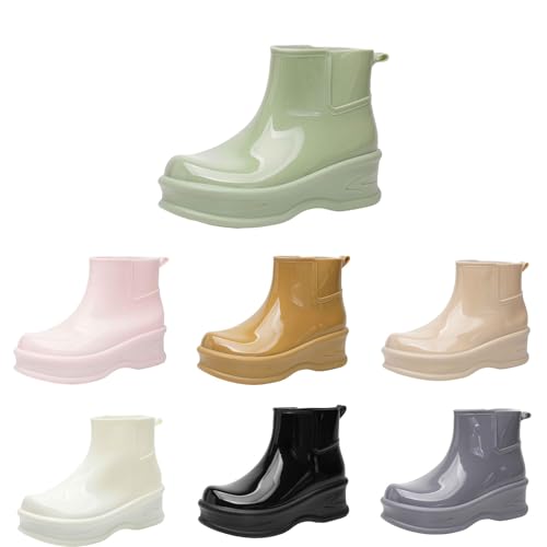 FGUUTYM Stiefeletten Damen Gummistiefel Knöchelhoch Regenschuhe Wasserdicht Rutschfeste Bequeme Regenschuhe Dicker Sohle Dämpfung Trendy Regenstiefel Anti-Rutsch Kurzschaft Stiefel Gartenschuhe von FGUUTYM