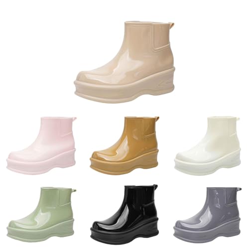 FGUUTYM Stiefeletten Damen Gummistiefel Knöchelhoch Regenschuhe Wasserdicht Rutschfeste Bequeme Regenschuhe Dicker Sohle Dämpfung Trendy Regenstiefel Anti-Rutsch Kurzschaft Stiefel Gartenschuhe von FGUUTYM