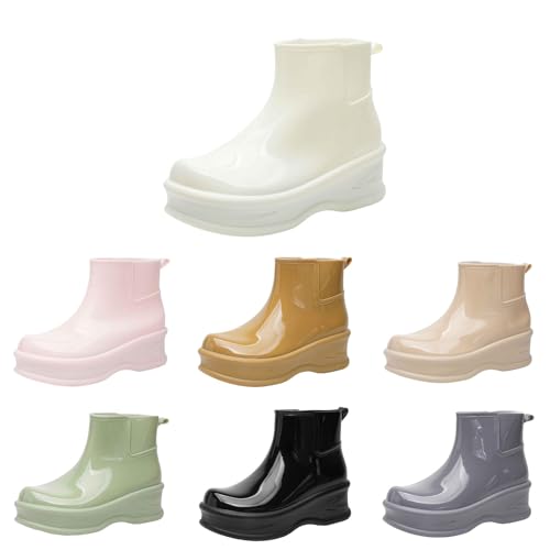 FGUUTYM Stiefeletten Damen Gummistiefel Knöchelhoch Regenschuhe Wasserdicht Rutschfeste Bequeme Regenschuhe Dicker Sohle Dämpfung Trendy Regenstiefel Anti-Rutsch Kurzschaft Stiefel Gartenschuhe von FGUUTYM