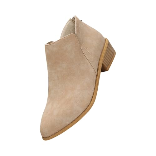 FGUUTYM Stiefeletten Damen Kurzstiefel Cowboystiefel Elegant Mode Halbstiefel Mit Blockabsatz Ankle Boots Mit Reißverschluss Herbst Winter Niederung Stiefel Damenstiefel Halbhoch Übergangsstiefel von FGUUTYM