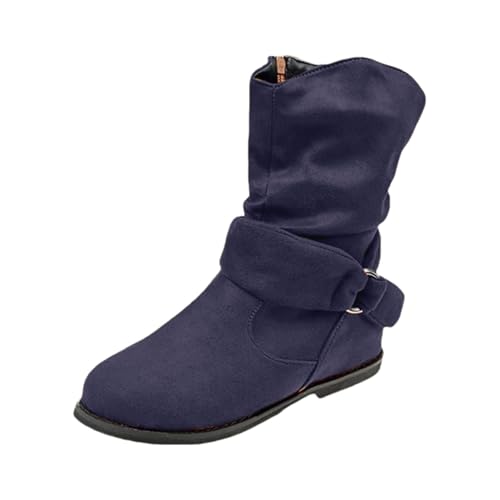 FGUUTYM Stiefeletten Damen Wildleder Cowboystiefel Mit Schnalle Ankle Boots Herbst Westernstiefel Stiefel Elegant Classic Festivals Halbstiefel Schlupfschuhe Halbhohe Winterstiefel Kurzstiefel 35-42 von FGUUTYM