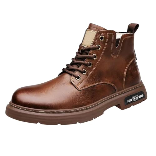 FGUUTYM Stiefeletten Herren Klassische Kurzschaft Stiefel Moderne Schnürboots Wanderstiefel Für Männer Schnürstiefeletten Boots Leder Outdoorschuhe Freizeitschuhe Verschleißfest Arbeitsschuhe von FGUUTYM
