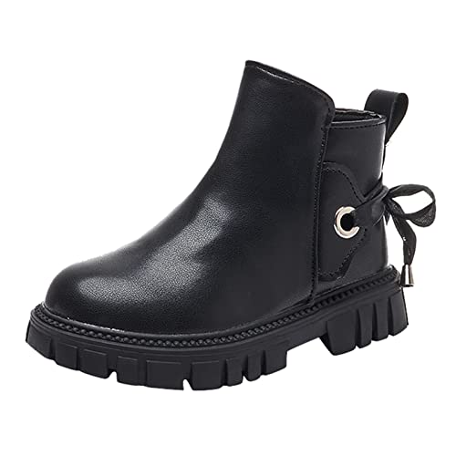 FGUUTYM Stiefeletten Mädchen 34, Kunster Schwarz Halblange Stiefel Kinder Reitstiefeletten Wasserdicht Boots Chelsea Stiefel Winter Stiefel Reitstiefel Mode Winterhalbstiefel Kleinkind Schneestiefel von FGUUTYM