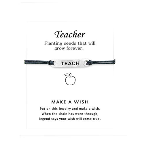 FGUUTYM Teach Blessing Jewelry For Teacher Armband Card Card Inspirierende Armband-Ohrringe Armbänder Damen Silber Gedreht (Grey, One Size) von FGUUTYM
