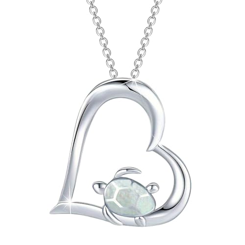 FGUUTYM Turtle Necklace Turtle Jewelry Turtle Pendant Tortoise Necklace Turtle PresentsFor Turtle Lover for Women Marienkäfer Anhänger (White, One Size) von FGUUTYM