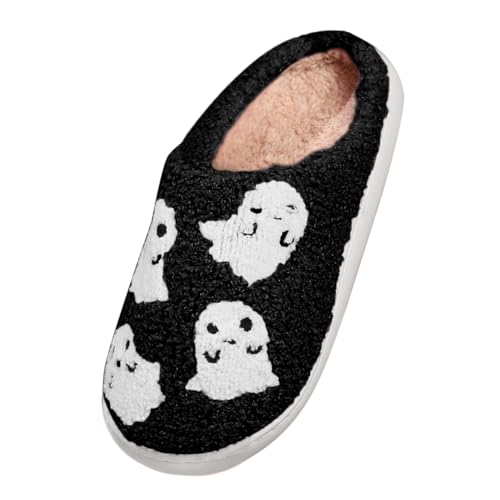 FGUUTYM Unisex Hausschuhe Halloween Plüsch Gefüttert Pantoffeln Damen Herren Winter Warme Filzhausschuhe Memory Foam Bequeme Filzpantoffeln Flauschige Filz Slippers Neuheit Lustige Plüschschuhe von FGUUTYM