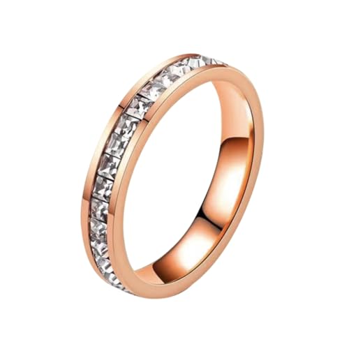 FGUUTYM Weiblicher High-End-Leichter Luxus-Nicht-Fading-Roségold-Titanstahl-Voll-Einzelquadrat-Damenschmuck Männer Ringe (Rose Gold, C) von FGUUTYM