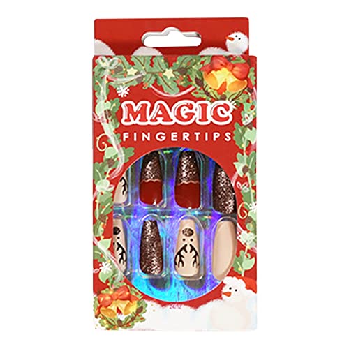 FGUUTYM Weihnachts-Patch (1 ml) falsche wasserdichte -Nagel-Design Weihnachtselch-Weihnachts-Nagel-Kunst Nagel Sticker Blüten (B, One Size) von FGUUTYM