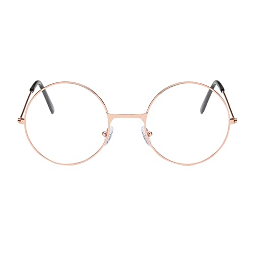 FGUUTYM Windschutzbrille Für Brillenträger klarer modischer Unisex-klassischer Metallrahmen-Spiegel-runde Brille Brille Für Allergiker (Rose Gold, One Size) von FGUUTYM