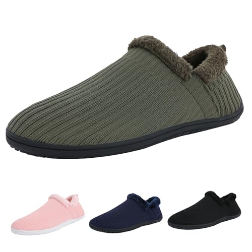 FGUUTYM Winter Hausschuhe Damen Herren Plüsch Gefütterte Pantoffeln Einfarbig Superweich Schlappen Gästehausschuhe Winter Warme Geschlossen Pantoletten Hausschlappen Memory Foam Filzpantoffeln von FGUUTYM