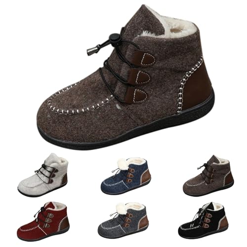 FGUUTYM Winter Stiefeletten Damen Herren Halbstiefel Winterschuhe Warm Gefüttert Barfuß Schuhe Anti-Rutsch Schneestiefel Mit Schnürsenkel Kurzschaft Stiefel Boots Kurzstiefel Dicke Sohle Wanderschuhe von FGUUTYM