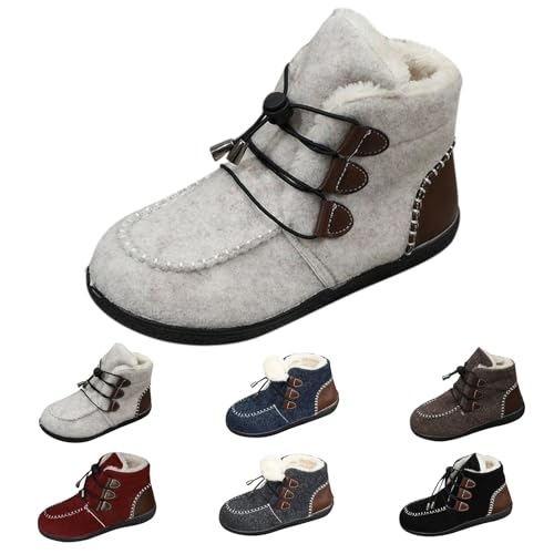 FGUUTYM Winter Stiefeletten Damen Herren Halbstiefel Winterschuhe Warm Gefüttert Barfuß Schuhe Anti-Rutsch Schneestiefel Mit Schnürsenkel Kurzschaft Stiefel Boots Kurzstiefel Dicke Sohle Wanderschuhe von FGUUTYM