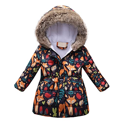 FGUUTYM Winterjacke Mädchen Warm - Wintermantel Kapuzenjacke Kälteschutz Winddicht Outdoorjacke mit Kapuze Herbst Winter Funktionsjacken Kindermantel Kinder Übergangsjacke Baumwollmantel von FGUUTYM