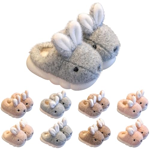FGUUTYM Wintermädchen-Hausschuhe Niedliche Cartoon-Hasen-Pantoffeln Warme Winter Pantoletten Memory Foam Kuschelig Plüsch Gefütterte Filzhausschuhe Kinderhausschuhe Rutschfest Bequem House Slippers von FGUUTYM