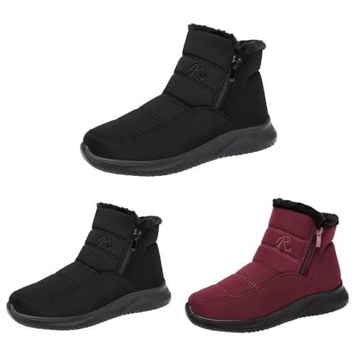 FGUUTYM Winterschuhe Damen Gefüttert Winterstiefel Winter Warm Ankle Boots Winterboots Schlupfstiefel Plus Samt Halbstiefel Thermostiefel Schneestiefel Kurzstiefel Stiefel Damenstiefel Stiefeletten von FGUUTYM