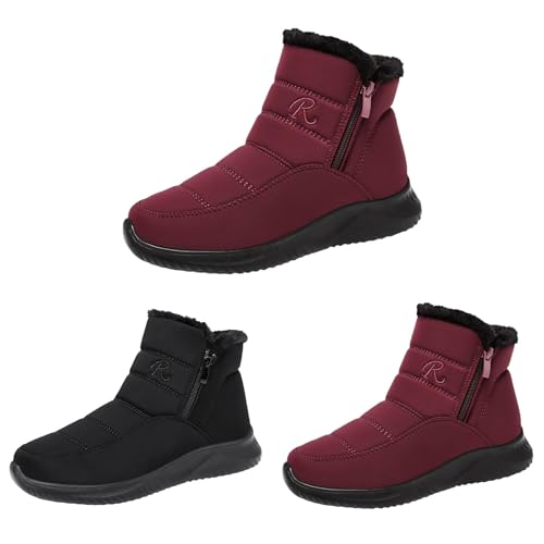 FGUUTYM Winterschuhe Damen Gefüttert Winterstiefel Winter Warm Ankle Boots Winterboots Schlupfstiefel Plus Samt Halbstiefel Thermostiefel Schneestiefel Kurzstiefel Stiefel Damenstiefel Stiefeletten von FGUUTYM