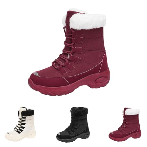 FGUUTYM Winterschuhe Damen Winter Gefütterte Stiefeletten Verschleißfest Rutschfest Schneestiefel Thermostiefel Plus Samt Komfort Winterstiefel Wanderstiefel Geeignet Winter Und Für Die Schneesaison von FGUUTYM