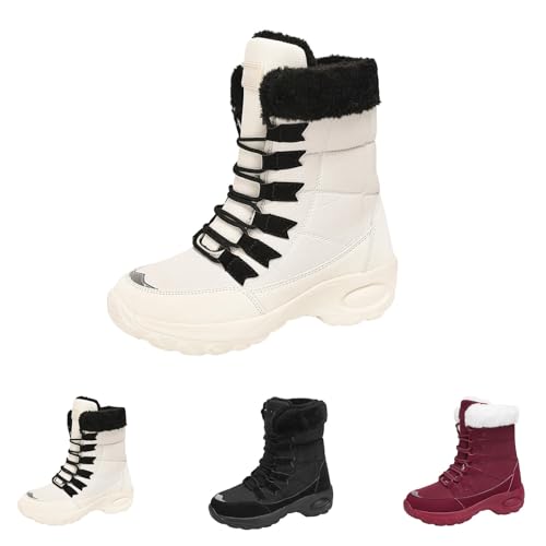 FGUUTYM Winterschuhe Damen Winter Gefütterte Stiefeletten Verschleißfest Rutschfest Schneestiefel Thermostiefel Plus Samt Komfort Winterstiefel Wanderstiefel Geeignet Winter Und Für Die Schneesaison von FGUUTYM