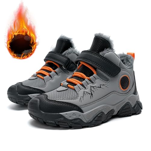 FGUUTYM Winterschuhe Jungen Gefütterte Plus Samt Wanderschuhe Schneestiefel Trekkingschuhe Kinder Warm Wanderstiefel Warme Winterstiefel Outdoor Casual Sportschuhe Baumwollschuhe Traillaufschuhe von FGUUTYM