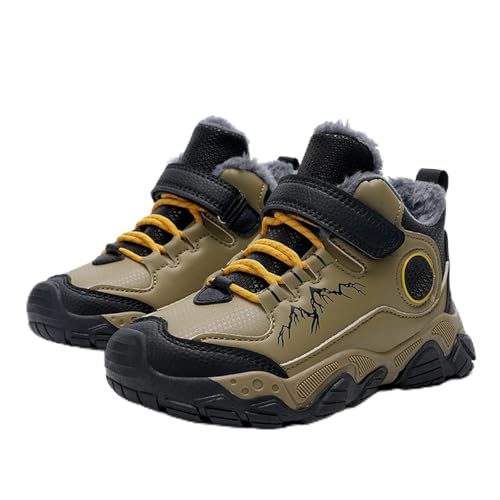 FGUUTYM Winterschuhe Jungen Gefütterte Plus Samt Wanderschuhe Schneestiefel Trekkingschuhe Kinder Warm Wanderstiefel Warme Winterstiefel Outdoor Casual Sportschuhe Baumwollschuhe Traillaufschuhe von FGUUTYM