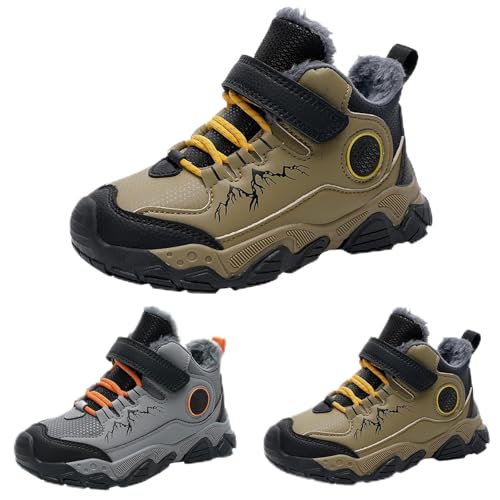 FGUUTYM Winterschuhe Jungen Wanderschuhe Schneestiefel Trekkingschuhe Kinder Warm Wanderstiefel für Warme Gefütterte Plus Samt Winterstiefel Outdoor Casual Sportschuhe Baumwollschuhe Traillaufschuhe von FGUUTYM