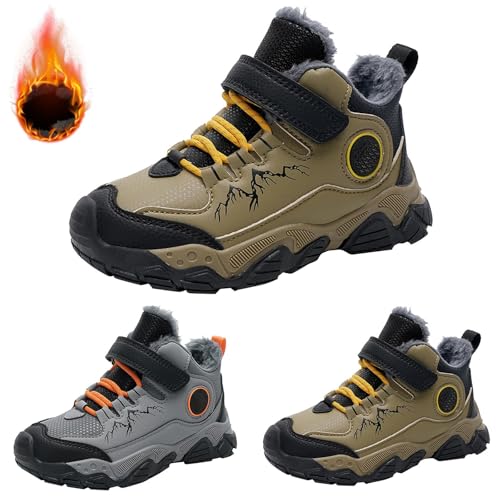 FGUUTYM Winterschuhe Jungen Wanderschuhe Schneestiefel Trekkingschuhe Kinder Warm Wanderstiefel für Warme Gefütterte Plus Samt Winterstiefel Outdoor Casual Sportschuhe Baumwollschuhe Traillaufschuhe von FGUUTYM