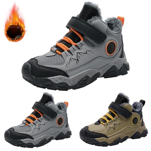 FGUUTYM Winterschuhe Jungen Wanderschuhe Schneestiefel Trekkingschuhe Kinder Warm Wanderstiefel für Warme Gefütterte Plus Samt Winterstiefel Outdoor Casual Sportschuhe Baumwollschuhe Traillaufschuhe von FGUUTYM