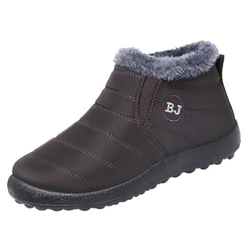 FGUUTYM Winterstiefel Damen Herren Plush Gefütterte Schneestiefel Outdoors rutschfeste Stiefeletten Winter Warme Kurzschaft Stiefel Leicht Bequem Boots Flach Wasserdicht Winterschuhe Wanderstiefel von FGUUTYM