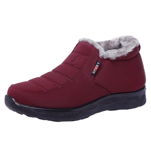 FGUUTYM Winterstiefel Damen Herren Plush Gefütterte Schneestiefel Outdoors rutschfeste Stiefeletten Winter Warme Kurzschaft Stiefel Leicht Bequem Boots Flach Wasserdicht Winterschuhe Wanderstiefel von FGUUTYM