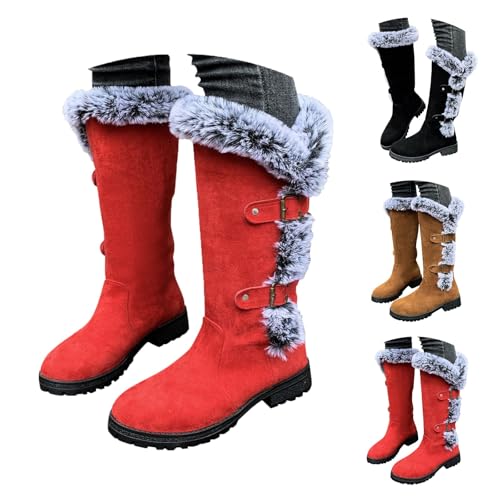 FGUUTYM Winterstiefel Damen Winterschuhe Wärmeschutz Rutschschutz Winter Wasserdicht Schuhe Halbschaft Gefütterte Schneestiefel Outdoor rutschfeste Trekking Wanderschuhe Snow Boots 36-43EU von FGUUTYM