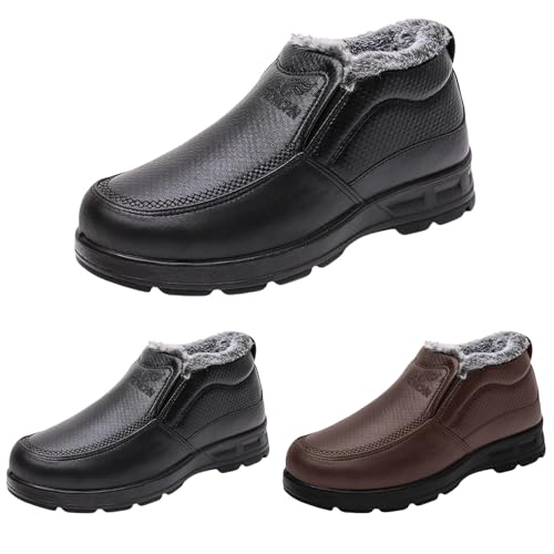 FGUUTYM Winterstiefel Herren Snow Boots Winter Plus Samt Warm Halbstiefel Gefüttert Zehenbox Barefoot Winterschuhe Wasserabweisend Breite Wanderschuhe Flache Bootschuhe Schneestiefel Kurzstiefel von FGUUTYM