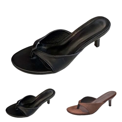 Zehentrenner Sandalen Mit Stiletto Absatz Damen Sommer Offener Zehenbereich Flip-Flops Outdoor Leicht Rutschfest Elegant Slip-On-Hausschuhe Pumps Lässig Bequem Pantoletten Sommerschuhe von FGUUTYM