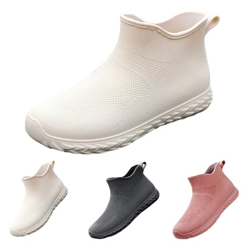 Gummistiefel Damen Ankle Boots Kurz Wasserdichte Leichte Regenstiefel Regenschuhe Garten, Angeln, Outdoor Stiefeletten Einfarbig Flach Wasserschuhe Bootsschuhe Angelstiefel Gartenschuhe von FGUUTYM