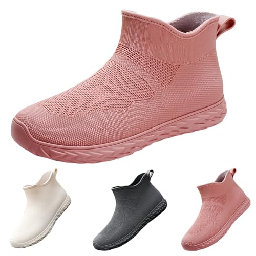 Gummistiefel Damen Ankle Boots Kurz Wasserdichte Leichte Regenstiefel Regenschuhe Garten, Angeln, Outdoor Stiefeletten Einfarbig Flach Wasserschuhe Bootsschuhe Angelstiefel Gartenschuhe von FGUUTYM