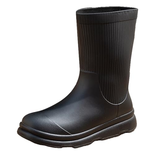 Gummistiefel Damen Halbhoch Wasserdichte Rutschfest Stiefeletten Ankle Boots Einfarbig Flach Regenschuhe Bootsschuhe Regenstiefel Angelstiefel Gartenschuhe für Garten, Angeln Outdoor von FGUUTYM