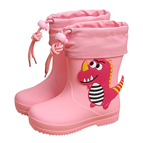 Gummistiefel Gefüttert Jungen mit Kordelzug,Wasserdichte Stiefel,Rutschfeste Stiefel Jungen Dinosaurier Regenschuhe,Regen-Gummistiefel für Mädchen 3-11 Jahre,Kinder Jungen Mädchen Regenstiefel , von FGUUTYM