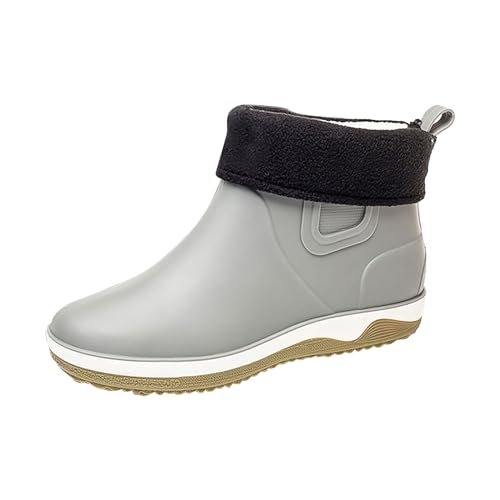 Gummistiefel Herren Gefüttert Regenstiefel Gummi Stiefel Wasserdicht Gummistiefeletten Rutschfeste Arbeitsstiefel Gummischuhe Gartenstiefel Gartenschuhe Warm Boots Schlupfstiefel Regenstiefeletten von FGUUTYM