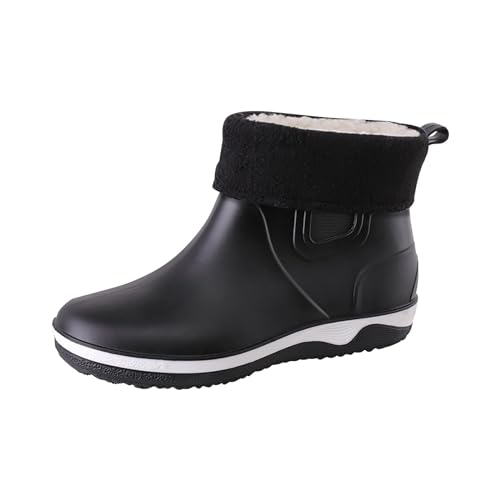 Gummistiefel Herren Gefüttert Regenstiefel Gummi Stiefel Wasserdicht Gummistiefeletten Rutschfeste Arbeitsstiefel Gummischuhe Gartenstiefel Gartenschuhe Warm Boots Schlupfstiefel Regenstiefeletten von FGUUTYM
