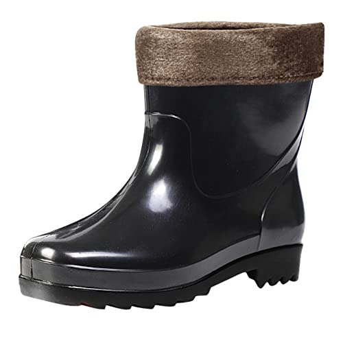 Gummistiefel Herren Gefüttert Regenstiefel Gummi Stiefel Wasserdicht Gummistiefeletten Rutschfeste Gummischuhe Gartenstiefel Warm Boots Gartenschuhe Arbeitsstiefel Schlupfstiefel Regenstiefeletten von FGUUTYM