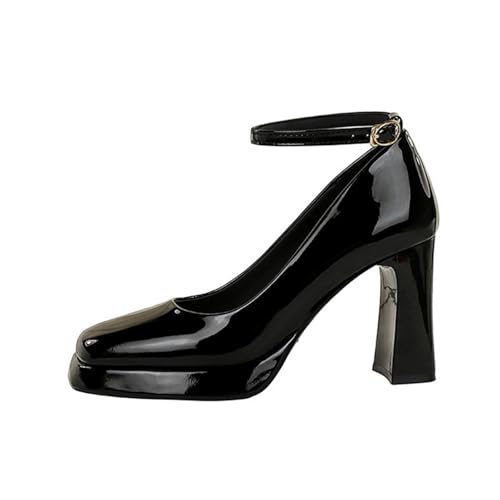 Halbschuhe Damen Mary Jane Schuhe Party Hochzeit Kleid Schuhe Slingpumps Mit Blockabsatz Plateau High Heels Absatzschuhe Leder Hochzeitsschuhe Elegant Und Bequem Trachtenschuhe Abendschuhe von FGUUTYM