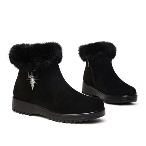 Halbstiefel Damen Warme Gefüttert Stiefeletten Plüsch Flauschig Winterstiefel Wildleder Kurzstiefel Warme & Bequeme Fleece Ankle Boots Stiefel Thermoschuhe Schneestiefel Winterboots von FGUUTYM