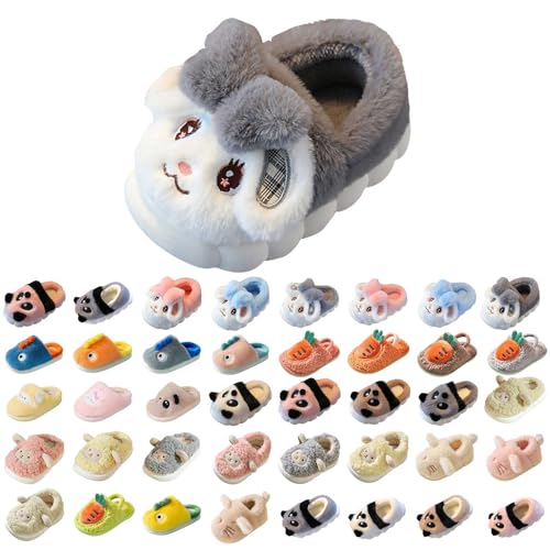 Hausschuhe Flauschig Junge und Mädchen Geschlossen Winter Weiche Pantoffeln Kinder Süß Plüsch Tierpantoffel Filzpantoffeln Baby Niedliche Warme Baumwollschuhe Memory Schaum Winterschuhe von FGUUTYM