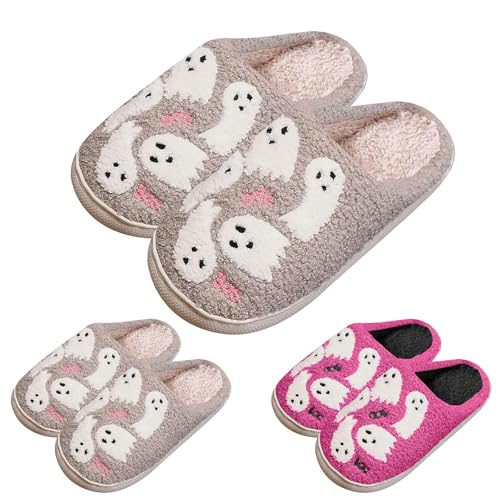 Hausschuhe Halloween für Damen Herren Süße Flauschige Winterschuhe Unisex Weiche Bequeme Pantoffeln Leichte Rutschfeste Hauspantoffeln Gefüttert Fluffy Warm Slippers Winter Plüsch Schlappen von FGUUTYM