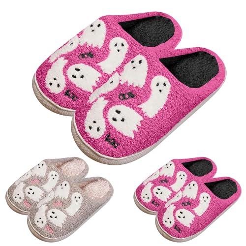 Hausschuhe Halloween für Damen Herren Süße Flauschige Winterschuhe Unisex Weiche Bequeme Pantoffeln Leichte Rutschfeste Hauspantoffeln Gefüttert Fluffy Warm Slippers Winter Plüsch Schlappen von FGUUTYM
