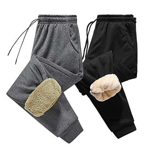 Herren Sherpa Innenfutter Sweathose,Herren Warme Gefütterte Winter Plüsch Jogginghose,Winter Thermohose Freizeithose Mit Kordelzug,Thermo Fleece Hosen Mit Taschen,High Waist Dicke Hosen Herren von FGUUTYM